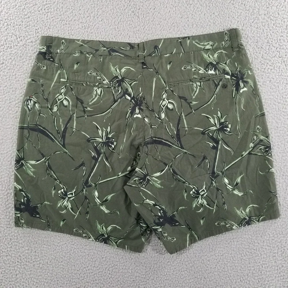 Rag & Bone Shorts Mens 40 Green Army Floral Ripstop Chino Perry Flat Front Zip